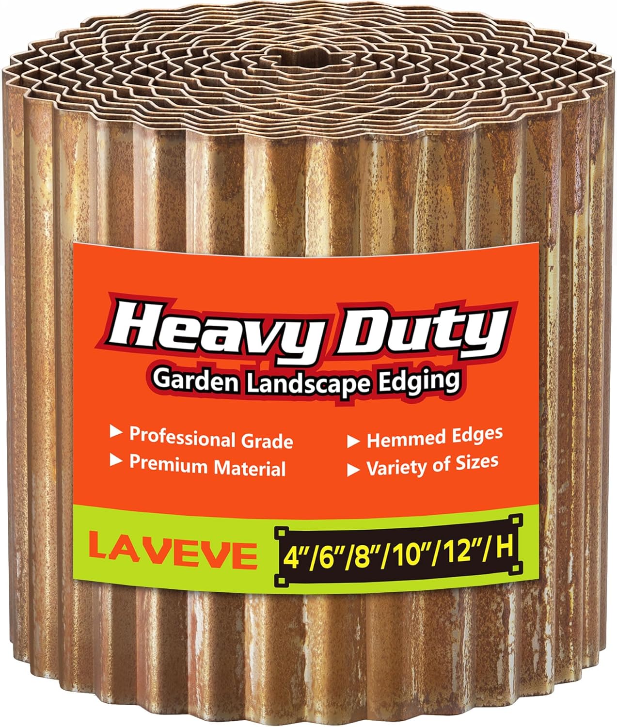 LAVEVE Corrugated Metal Garden Edging 6″ x 40Ft, Landscape Edging Border for Lawn, Flower Bed, Garden Fence, Paver Edging (Black)