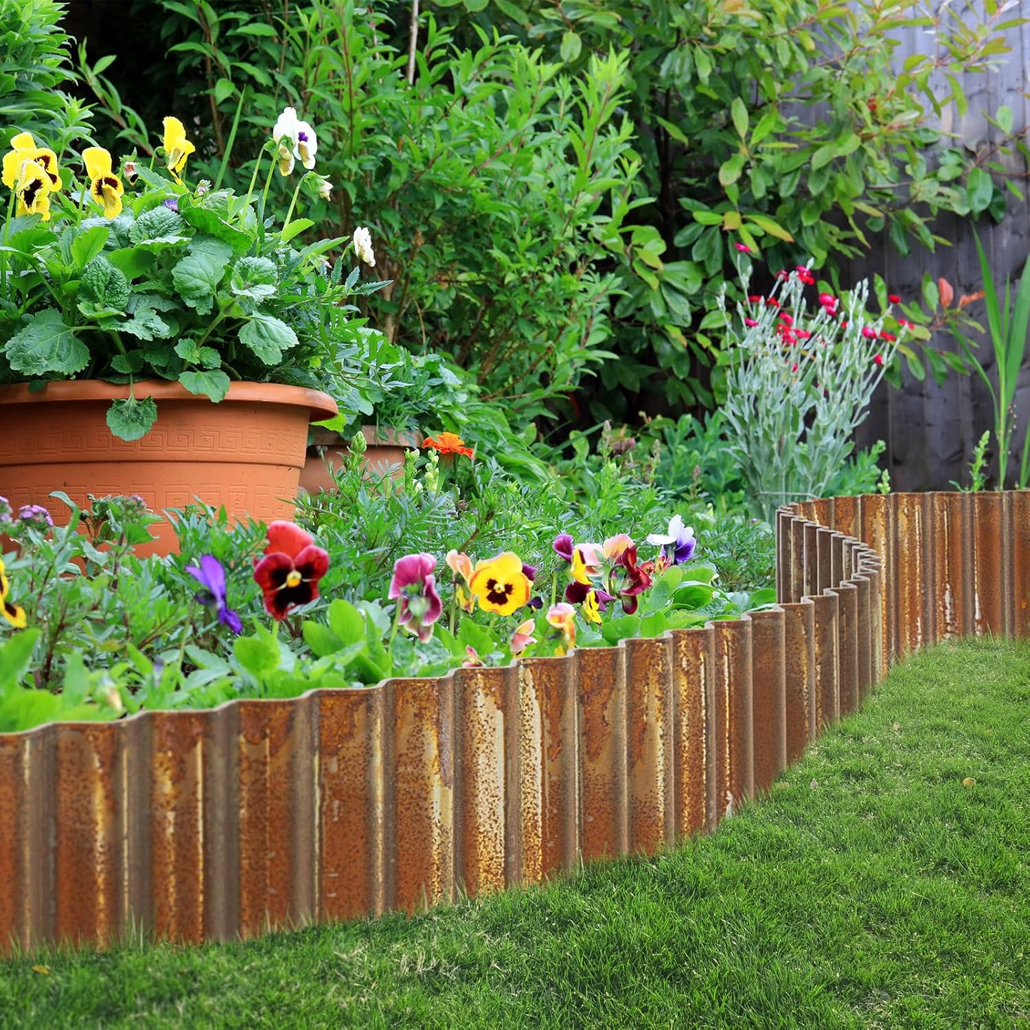 LAVEVE Corrugated Metal Garden Edging 6" x 40Ft, Landscape Edging Border for Lawn, Flower Bed, Garden Fence, Paver Edging (Black) - Image 4