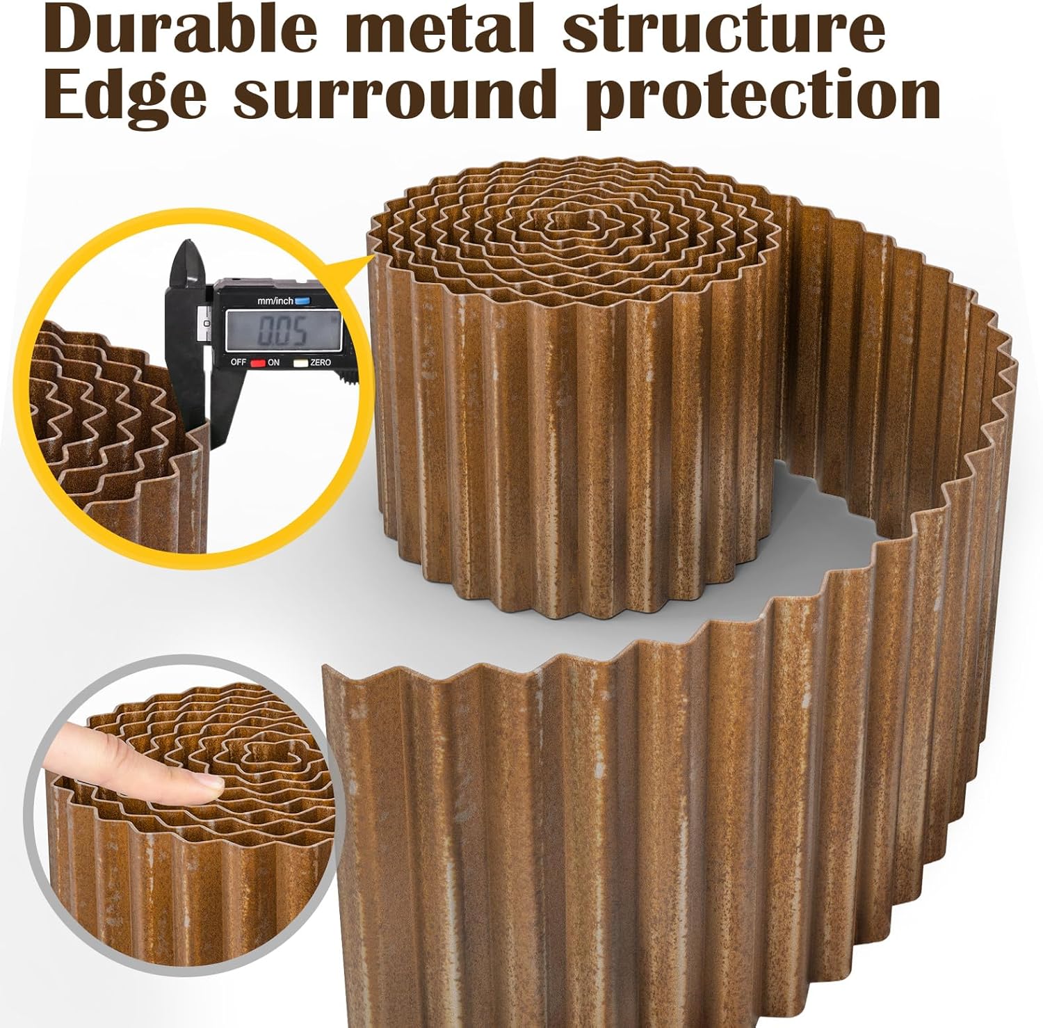 LAVEVE Corrugated Metal Garden Edging 6" x 40ft, Landscape Edging Border for Lawn, Flower Bed, Garden Fence, Paver Edging (Real Rusted) - Image 2