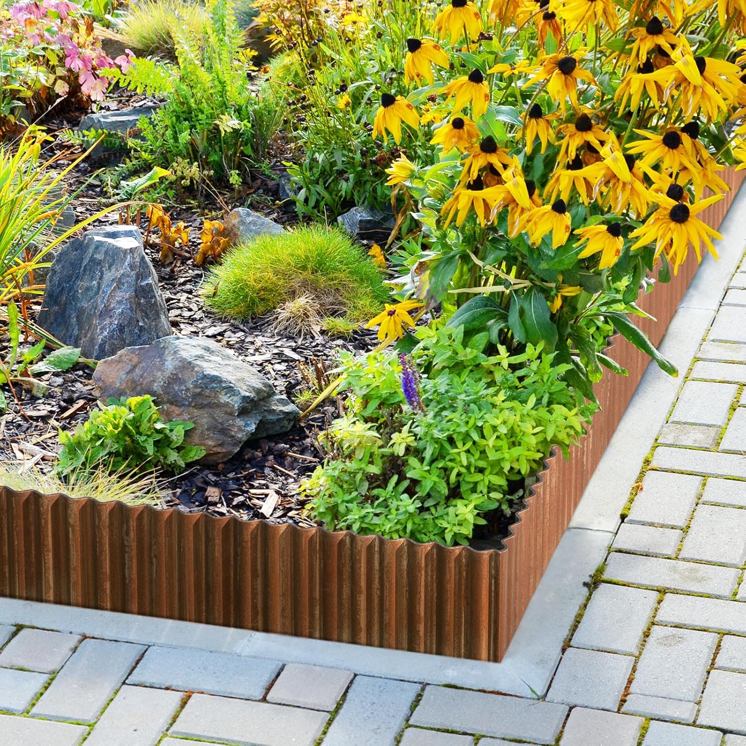 LAVEVE Corrugated Metal Garden Edging 6" x 40ft, Landscape Edging Border for Lawn, Flower Bed, Garden Fence, Paver Edging (Real Rusted) - Image 3
