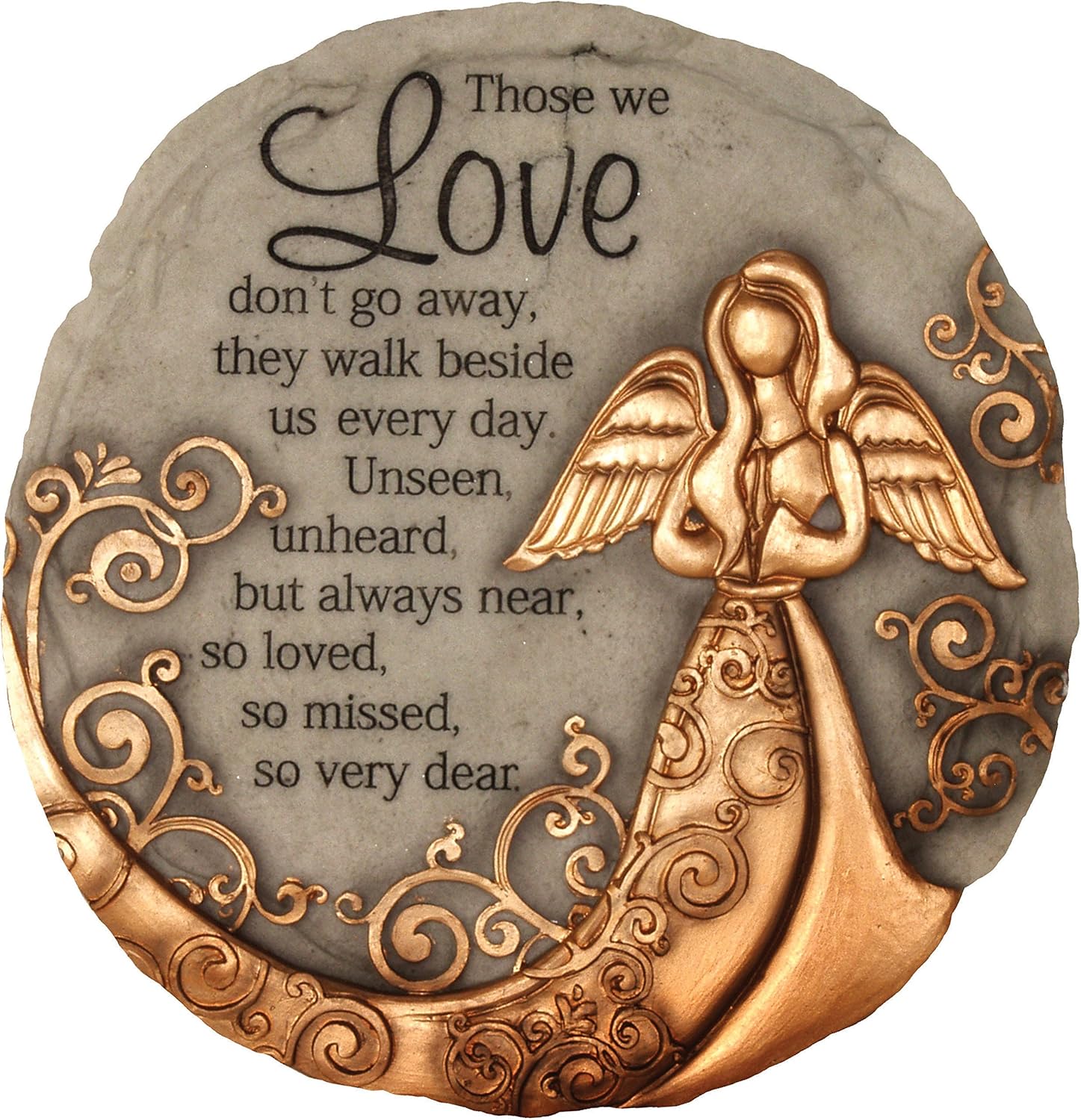 Spoontiques – Garden Décor – Bronze Angel Stepping Stone – Decorative Stone for Garden